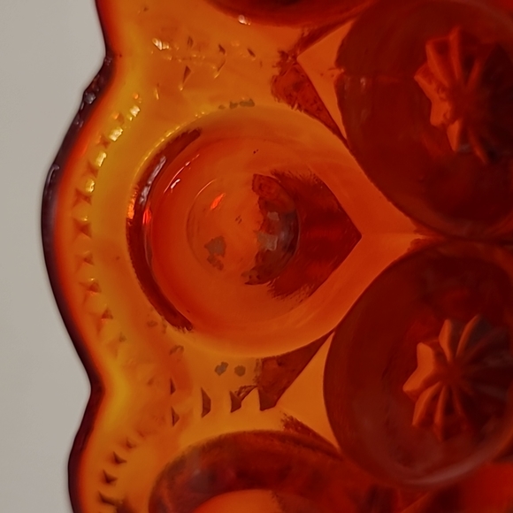 Vintage Pair LE Smith Amberina Moon and Stars Pedestal Candle Holders - Picture 14 of 15